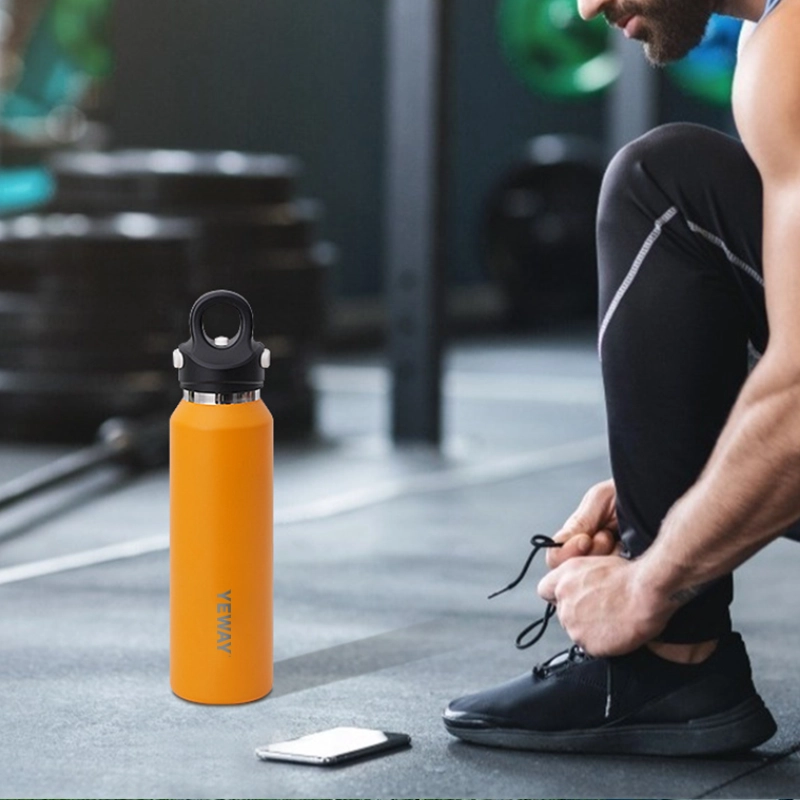 one key start water bottle with handle